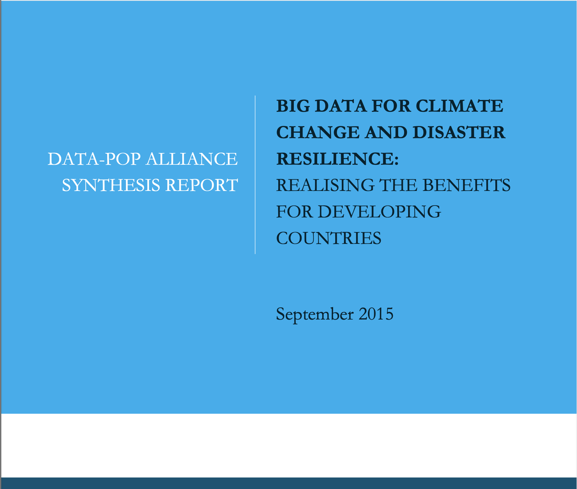 Big Data for Climate Change and Disaster Resilience: Realizing the Benefits for Developing Countries
